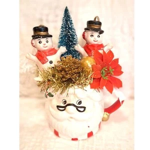Vintage Santa Mug Assemblage w/Blow Mold Snowman - Picture 1 of 11