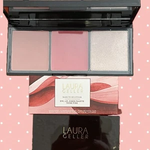 Laura Geller Multitasking Cream To Powder Eye Lip Cheek Palette-Think Pink - Picture 1 of 3
