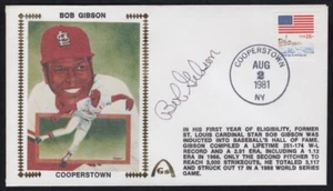 GATEWAY BOB GIBSON HANDSIGNIERT SIGNED "COOPERSTOWN" HOF POST GÜTESIEGEL UMSCHLAG - Bild 1 von 3