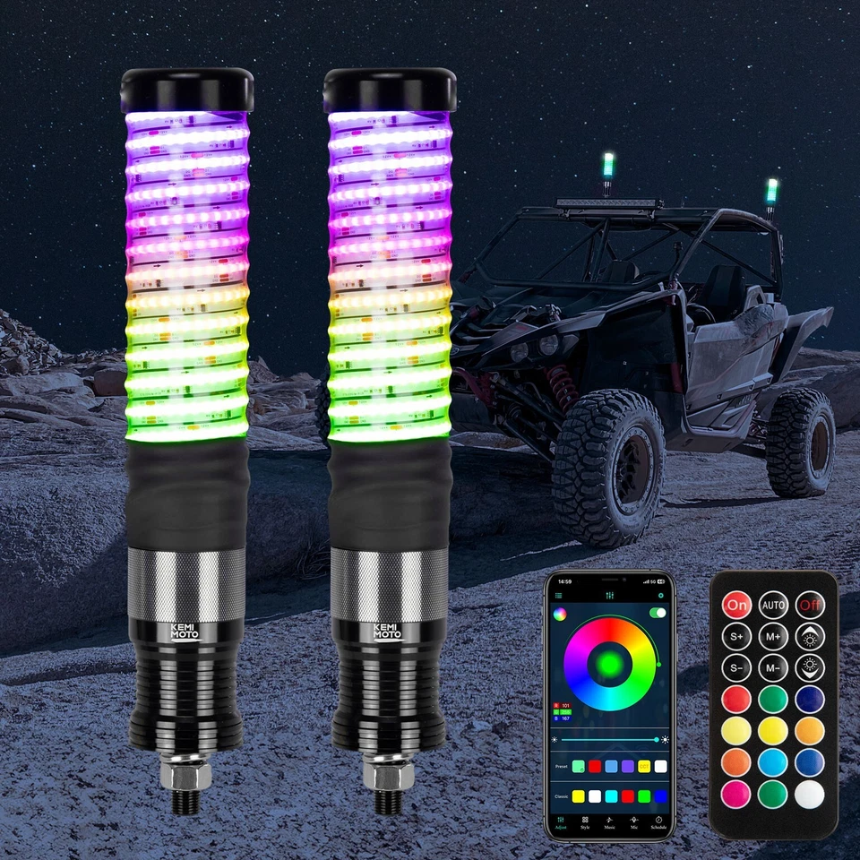 Luces de látigo de grasa COB de 1 ft persecución en espiral iluminadas para RZR X3 Zforce 950 garra 1000 Foto 1 de 4