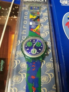 Swatch UNlimited 50th Anniversary Chrono United Nations Vintage 1995 Boxed NOS - Picture 1 of 11
