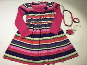 Gymboree Falling For Feathers purple striped dress necklace bracelet hair clip 6 - Picture 1 of 6