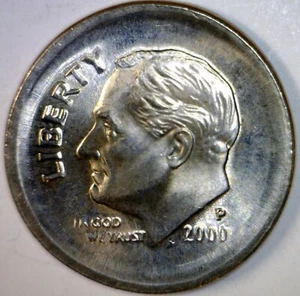 2000 ERROR HUGE Broad Struck Roosevelt Dime GEM BU Coin Brd Strike BIGGER THN 1c - Picture 1 of 5
