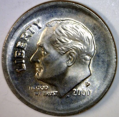 2000 ERROR HUGE Broad Struck Roosevelt Dime GEM BU Coin Brd Strike BIGGER THN 1c - Image 1 of 4