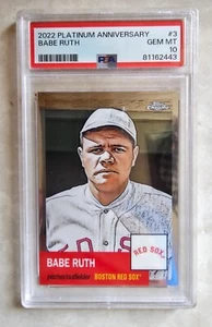 🔥2022 Topps Chrome Platinum Anniversary #3 Babe Ruth PSA 10 Pop 6 Clean Case📈 - Picture 1 of 3