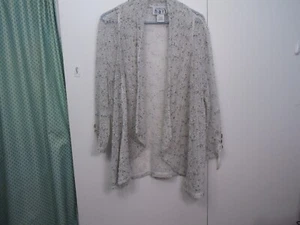 Keren hart M Knit Crochet Style Open Front Women gray white black - Picture 1 of 7