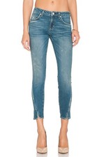 AMO Denim Women's Skinny Twist Jeans In Dive Bar Blue Size 29 Ankle Slits $255