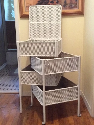 Vintage White Wicker Storage Cover