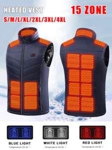 Winter Warm 15 Zone Heated Vest Warm USB Electric Jacket Men Women Heating Coat. - Picture 1 of 15