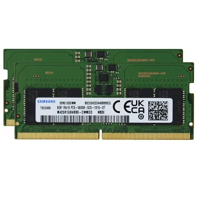 Samsung 2x8GB PC5-44800 DDR5 5600 MHz SODIMM Laptop Memory RAM M425R1GB4BB0-CWM - Image 1 of 2