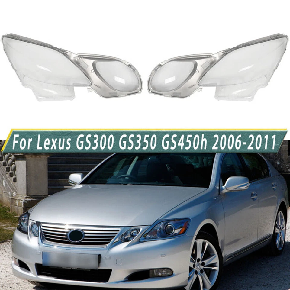 Par de cubiertas de lentes de faros de repuesto para Lexus GS300 GS350 GS450h 2006-2011 Foto 1 de 4