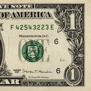 Four Digit Ladder Fancy Serial Number One Dollar F42543223E Trip 2s Pairs 3s 4s - Picture 1 of 8