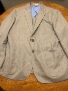 Peter Millar Blazer Crown Soft Sport Mantel Herren XL Regular Beige Wolle Seide Leinen - Bild 1 von 10