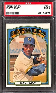 1972 Topps #549 Dave May PSA 7 NM 09186779  - Picture 1 of 3