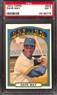 1972 Topps #549 Dave May PSA 7 NM 09186779  - Image 1 of 3