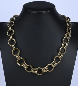 Heidi Daus Gold Tone Twisted Rope Link Necklace Toggle Clasp Statement Chain - Picture 1 of 6