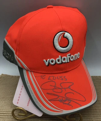 JENSON BUTTON Signed - autographed F1 cap McLAREN F1 ORANGE VODAFONE - Rare - Image 1 of 4