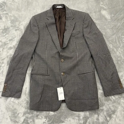 Armani Collezioni Giorgio Jacket Mens 38R Check Dark Brown Blazer 2 Button - Image 1 of 4