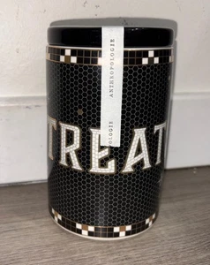 Anthropologie Bistro Azulejo Edición Halloween Golosinas Bote Negro Nuevo - Imagen 1 de 9