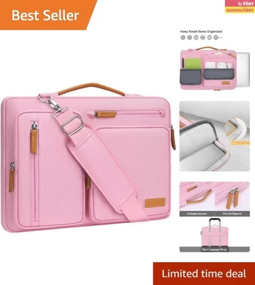Stylish Pink Computer Bag with 360 Protection and Multiple Zipper Pockets - image 1 of 4