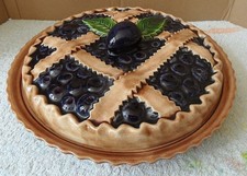FAVOLOSO GRANDE MAIOLICA CERAMICA di prugno Pie Dish-MADE in Portogallo (inutilizzato)