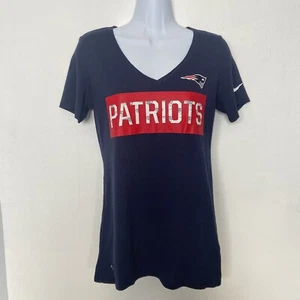 New England Patriots Ladies Tailgate V-Neck Nike TShirt NFL Team Apparel Dri-Fit - Picture 1 of 7