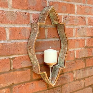 Wall Mounted Candle Holder Vintage Moroccan Votive Outdoor Garden Art Decoration - Picture 1 of 8