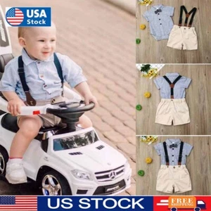 3Pcs Baby Boys Gentleman Romper Tops Short Suit Kids Summer Clothes Outfits Set - Picture 1 of 15