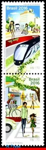 3342 BRAZIL 2016 SUSTAINABLE MOBILITY, BIKE, TRAIN, HANDICAPPED, ENVIRONMENT MNH - Picture 1 of 2