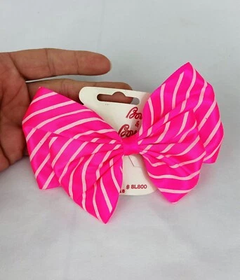 Clip de moño de pelo vintage de los años 80 con pasador 5” rosa y blanco poliéster dama Linda Foto 1 de 4