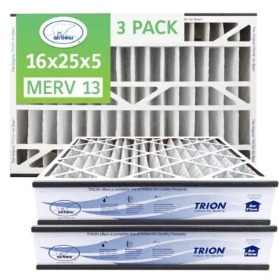 Trion Air Bear 266649-105 (paquete de 3) - Filtro de aire plisado de 16" x 25" x 5", MERV 13 Foto 1 de 4