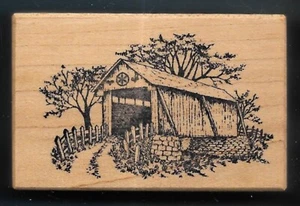 PSX COVERED BRIDGE RIVER ROAD F-762 Petaluma PERSONAL STAMP EXCHANGE wood Rubber - Picture 1 of 3