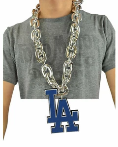 Los Angeles Dodgers MLB Fan Chain Necklace Foam Magnet - Silver Chain - Picture 1 of 7