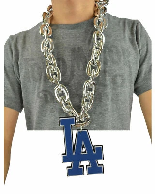 Los Angeles Dodgers MLB Fan Chain Necklace Foam Magnet - Silver Chain - Image 1 of 4