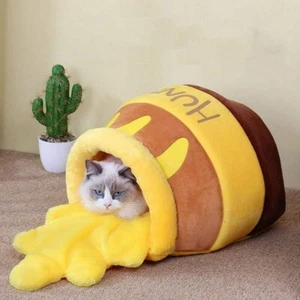 Honey Pot Pet Cat Bed Removable Cushion House Cave Washable Warm Nest Soft - Picture 1 of 3
