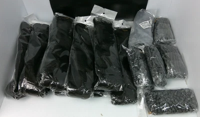 **Lote Mixto** de Cabello Sintético 28" Cabello Negro Liso, 12" Cabello Gris Rizado Foto 1 de 4