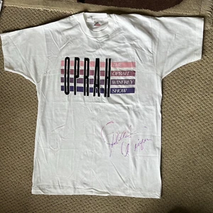 Camiseta Oprah Winfrey Show XL puntada única autografiada firmada vintage años 90 - Imagen 1 de 13