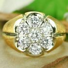 1.5Ct Round Cut Simulated Diamond Engagement 14k Yellow Gold Plated Cluster Ring