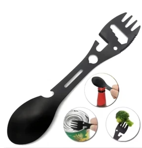 Outdoor Camping Fork Spoon Knife Versatile Tool Lightweight Bottle Opener Wrench - Picture 1 of 3