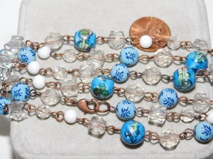 Flor Azul&Facetado Cristal Cuenta 30" Alámbrico Collar 5L 4 - Imagen 1 de 2