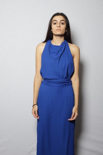 Versace Halter Sciarpa Corsetto Rosso Abito da Sera Lungo Primavera 2018 Tg 44 con Foulard