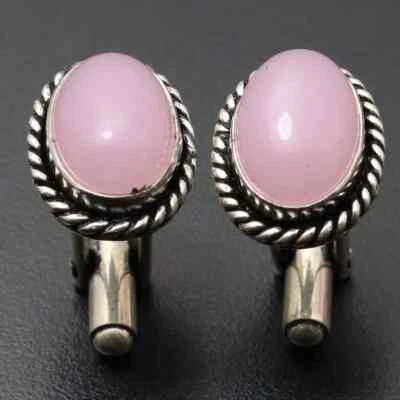 Naturale Calcedonio Gemma 925 Argento Sterling Gemelli Gioielli Regalo per Lei - Immagine 1 di 4