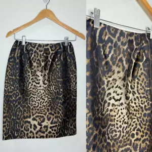 Dana Buchanan braun und schwarz Leopard Bleistift 100 % Seide Rock (Petite 2) - Bild 1 von 8