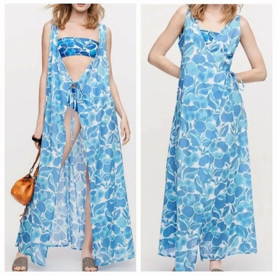 NWT $325 DVF X ONIA "Grace" Swim Cover-up Maxi Wrap Dress Size Sm 💙 - Image 1 of 4