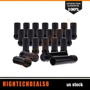 20 Pcs + 2 keys 9/16''-18 Black Acorn 7 Spline Lug Nuts Fits Dodge Fits Ram 1500 - Picture 1 of 8