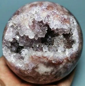  VERY RARE NATURAL PINK/AMETHYST GEODE & AGATE SPHERE BALL REIKI FROM BRAZIL - Picture 1 of 12