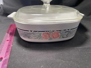 Vintage 1992 Corning Ware Seide und Rosen 2 Liter A-2-B Kasserolle mit Deckel A-9-C (S) - Bild 1 von 3