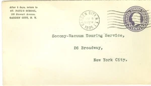 Envelope ST Paul's Garden City NY to SOCONY NY NY 5/8/1935 - Picture 1 of 2