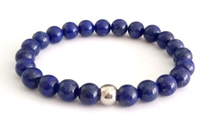 Lapislazuli Edelstein Perlenarmband 8mm Stretch Band Damen Herren Armband NEU - Bild 1 von 3
