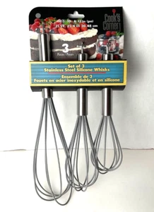 Cooks Corner 2 Piece Set Of Stainless Steel Silicone Whisks Brand New - Picture 1 of 2